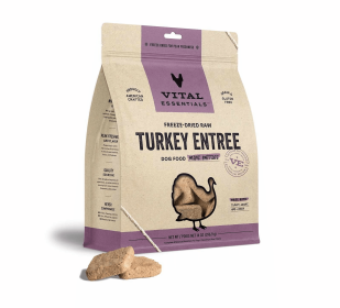 Vital Essentials(R) Freeze-Dried Raw Turkey Entree Dog Food Mini Patties, 14 oz