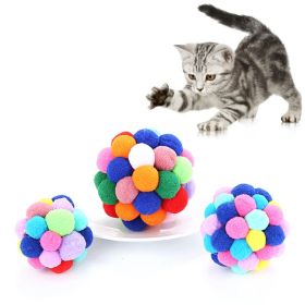 3pcs Pet toy ball set colorful handmade bell elastic ball 3 size combination cat toy