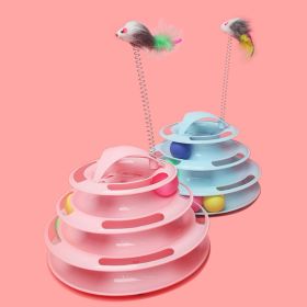 1pc Four-Tier Turntable Track Tower Cat Toy Plate With Plush Bird; Educational Toy; Random Delivery