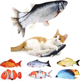 Cat Toy Flopping Fish Cat Toy With Realistic Tail Wagging; Interactive Plush Chewing Toy For Cats