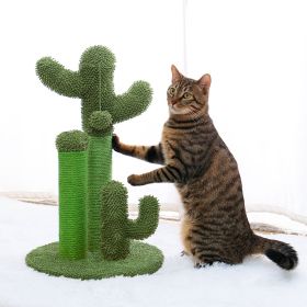 Cat Scratching Post Cactus Cat Scratcher Featuring with 3 Scratching Poles and Interactive Dangling Ball XH