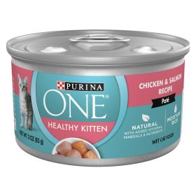 Purina One Healthy Kitten Wet Cat Food for Kittens Chicken Salmon, 3 oz Cans (12 Pack)