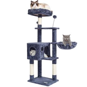 VEVOR Cat Tree 45.2" Cat Tower with Cat Condo Sisal Scratching Post Dark Grey