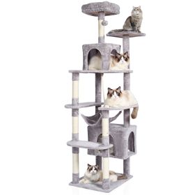 VEVOR Cat Tree 72" Cat Tower with 2 Cat Condos Sisal Scratching Post Light Grey