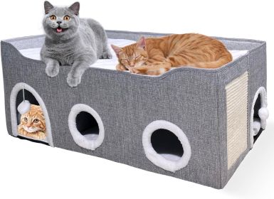 Large Collapsible Cat Bed with Fluff Ball and 2 Caves