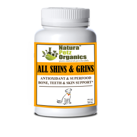 All Shins & Grins Capsules - Antioxidant Super Food Bone, Eye, Teeth & Skin Support Dog & Cat* (size: DOG/ 150 caps / 500 mg.)