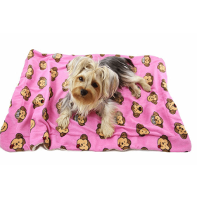 Silly Monkey Ultra-Plush Blanket (Color: Pink, size: 30" x 20")