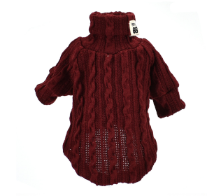 Cozy Turtleneck Dog Sweater – Warm Cotton Sweatshirt for Small to Medium Dogs (Option: Wine Red-XS)