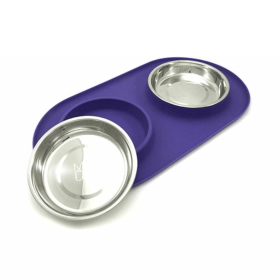 Messy Cats Double Silicone Feeder (Color: purple, size: medium)