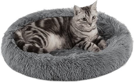 Best Friends by Sheri Cat Donut Bed (Color: Grey, size: 21x20)