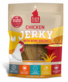 Plato Pet Treats Chicken Jerky with Bone Broth (size: 16oz)