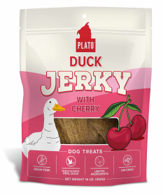 Plato Duck Jerky with Cherry Dog Treats (size: 16oz)