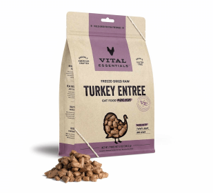 Vital Essentials(R) Freeze-Dried Raw Turkey Entree Cat Food Mini Nibs, (size: 12 oz)