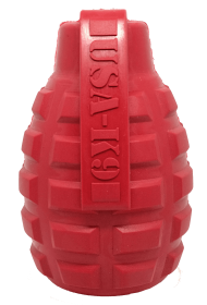 USA-K9 Grenade Durable Rubber Chew Toy & Treat Dispenser (Color: Red, size: medium)