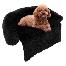 Black Plush Calming Dog Couch Bed with Anti-Slip Bottom (Option: Size S)